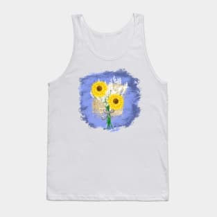 Bookish Sunflowers with Baby's Breath Tank Top